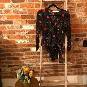Like New- Black Floral Onesie